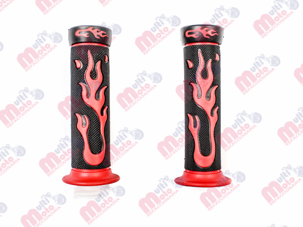 SET DE PUÑOS RODA FLAMAS ROJAS NEGRO