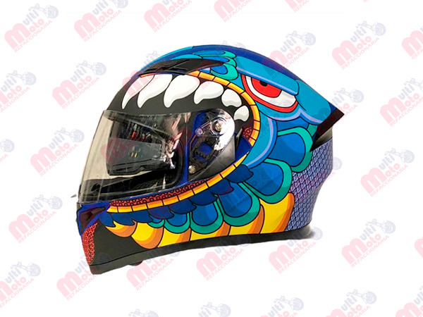 CASCO CERRADO R7 RACING PAINLESS DOBLE MICA DOT L AZL/AMA/MORADO/MATE