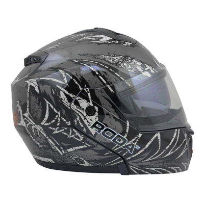 CASCO RODA REVENGE NEGRO DIABLO ROJO XL ABATIBLE SVS