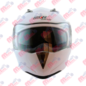 CASCO ABATIBLE DOBLE MICA  IRON RACING DOT LISO BLANCO L