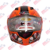 CASCO ABATIBLE DOBLE MICA  IRON RACING DOT LOBO-MAN NARANJA S