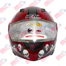 CASCO ABATIBLE DOBLE MICA  IRON RACING DOT LOBO-MAN ROJO S