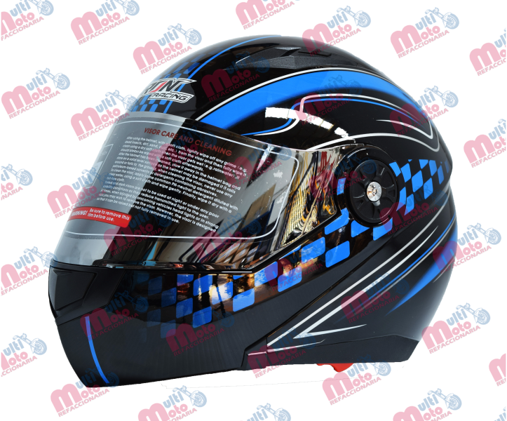 CASCO ABATIBLE DOBLE MICA  IRON RACING DOT RAPIDO AZUL M