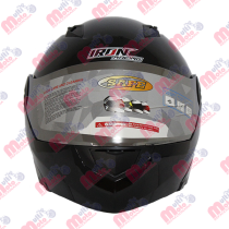 CASCO ABATIBLE DOBLE MICA IRON RACING DOT CAPTAIN NEGRO BRILLO TALLA L