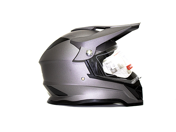 CASCO CROSS IRON RACING IR-819 DOT TITANIUM MATE PLATA BRILLO TALLA M