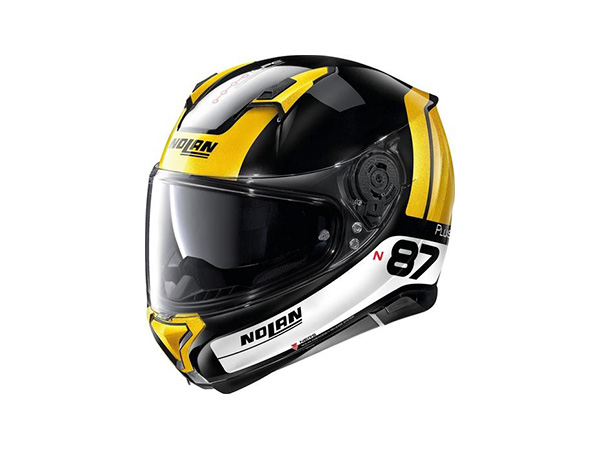 Casco N87 Plus Distinctive N-Com 27 Ngo/oro/bco XL Nolan