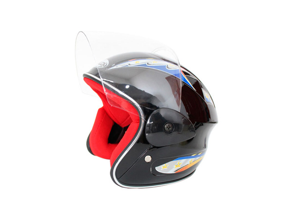 CASCO NIÑO 3/4 ABS MSD-505 NEGRO BRILLO GRAFICO