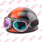 CASCO P/CHOPER BLD-150-2 CON GOOGLE ROJO/NEGRO