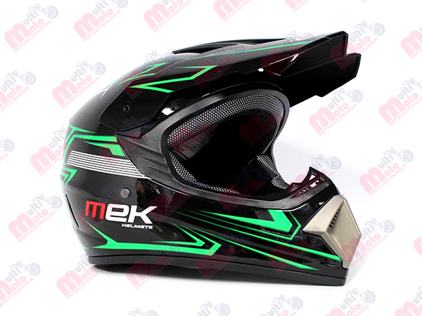 Cross Helmet Glossy Black Decal Green