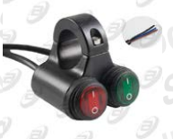 [SWI-BOT-018] SWITCH DUAL INTERRUPTOR C/ ABRAZADERA NEGRO,LUZ ROJA /VERDE 12 V