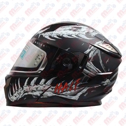 [CAS-ABA-106XL] CASCO ABATIBLE HALF DOBLE VISOR LENTE ESPEJO FOSIL BLANCO/NEGRO MATE TALLA EG