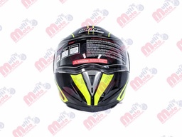 [CAS-7101-1451C] CASCO ABATIBLE IRON RACING DOBLE MICA DOT ARIES NEON AMARILLO/NEGRO TALLA L